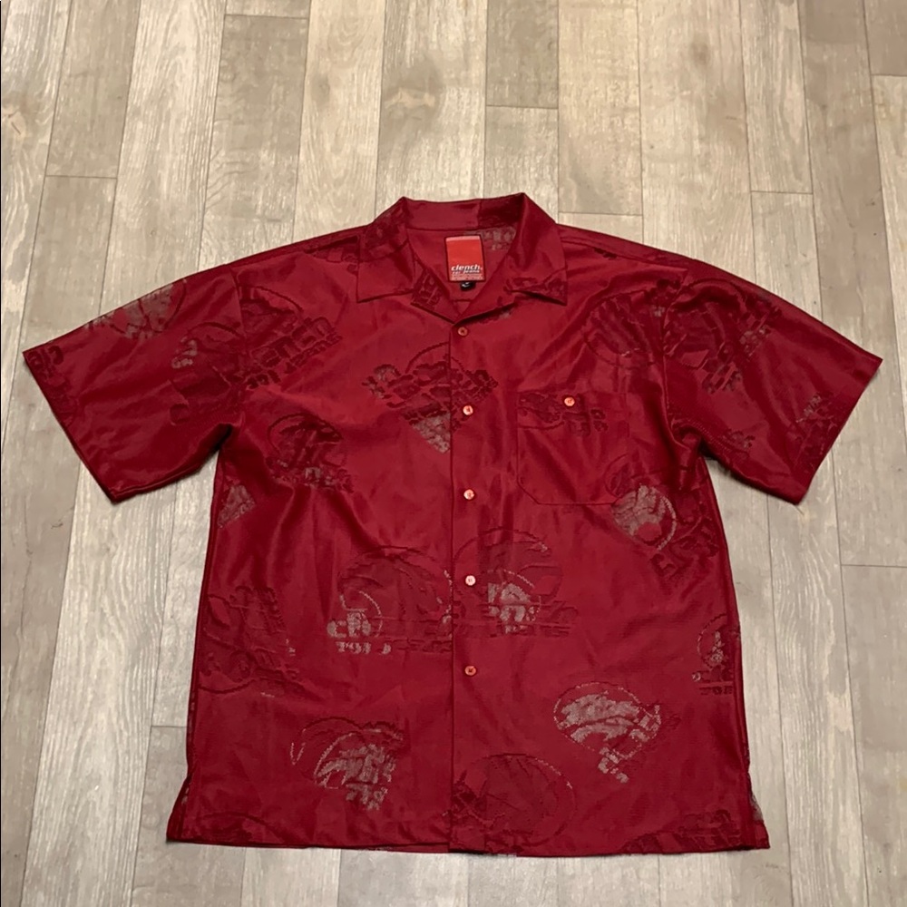 Vintage Mens Clench 701 Jeans Sheer Button Down Red Pocket Short Sleeve Shirt‎